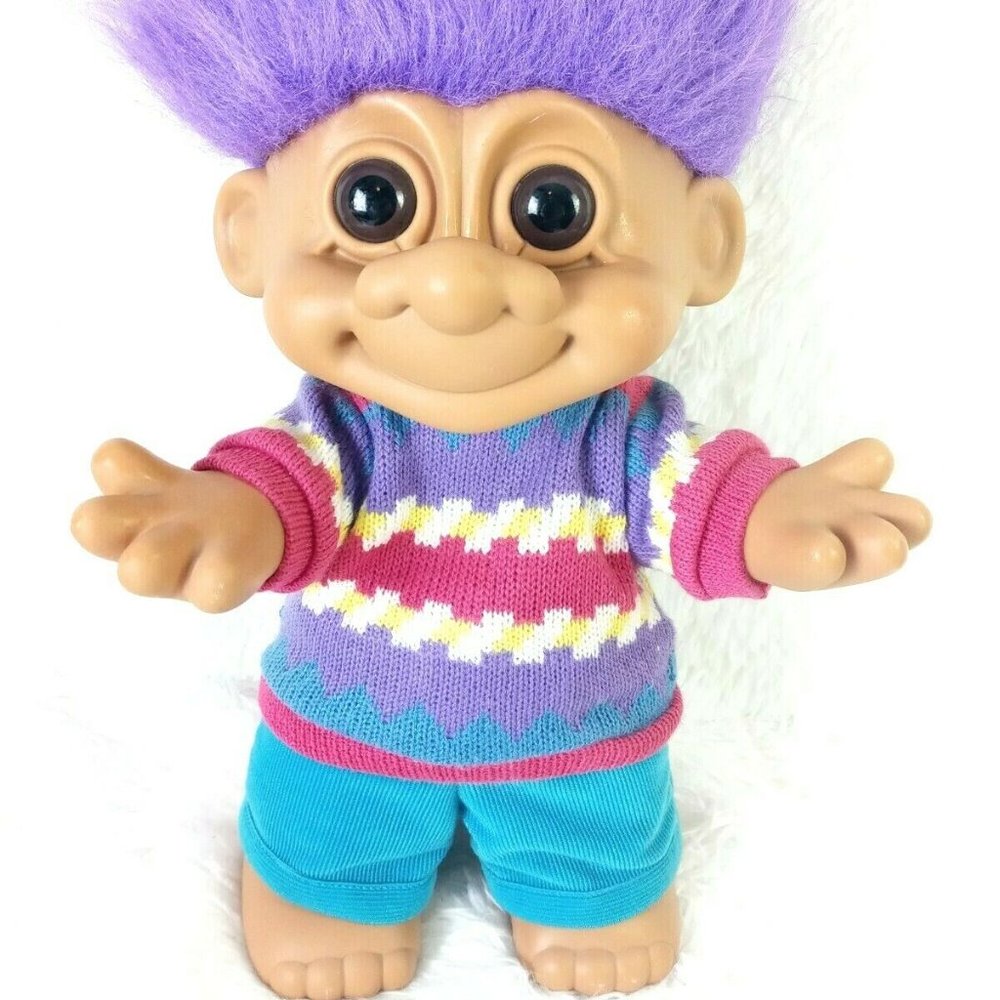 Russ Troll Doll 17" Purple Hair Sweater Corduroy
